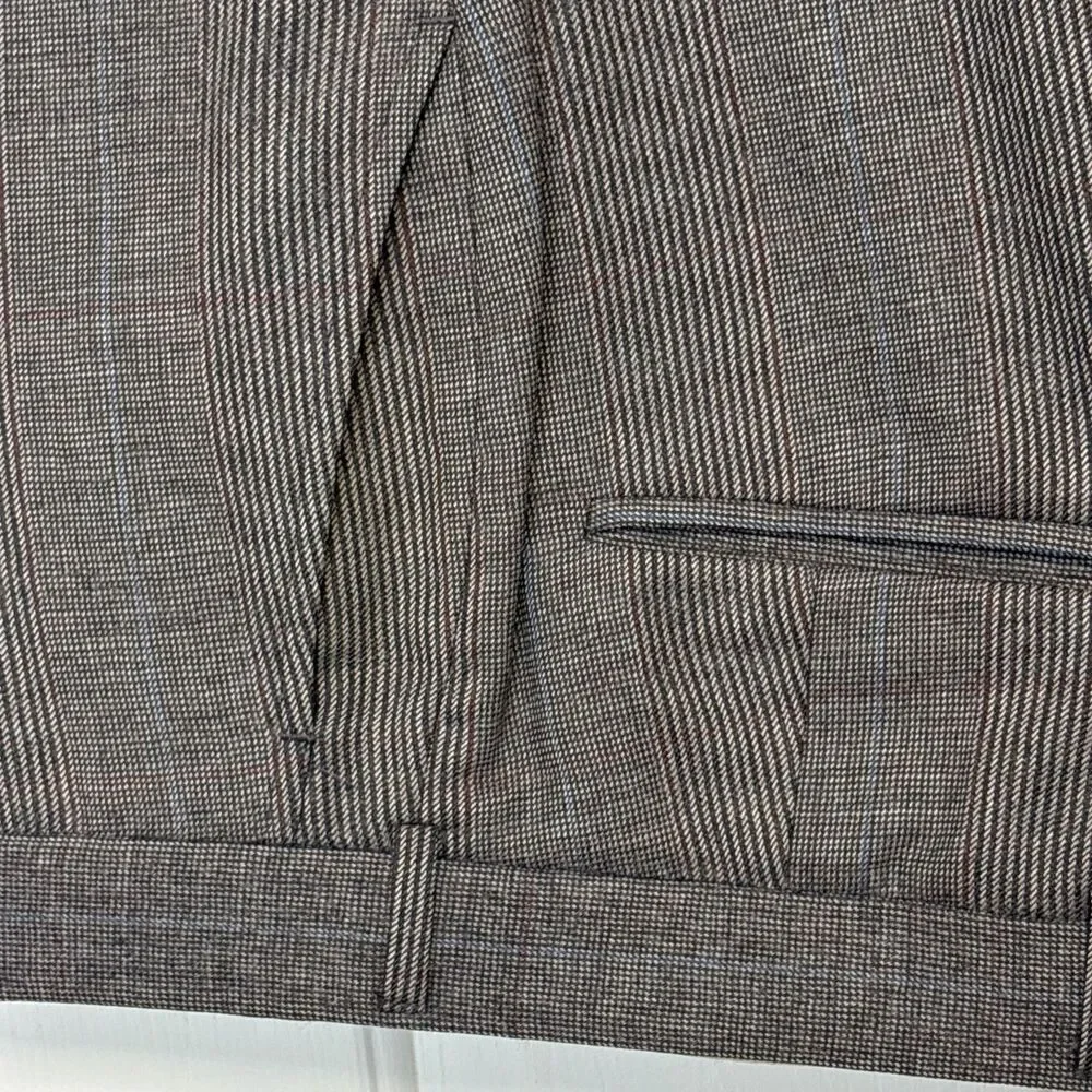 Austin Reed 2 Piece Suit Mens 42R 38x30 Tan Windowpane Houndstooth Check Wool